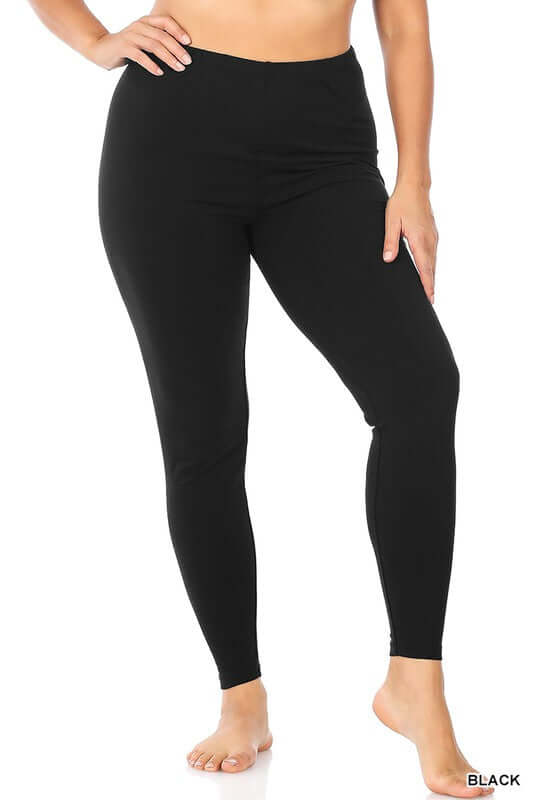 Plus Premium Cotton Full Length Leggings, ZENANA, $ 25.00