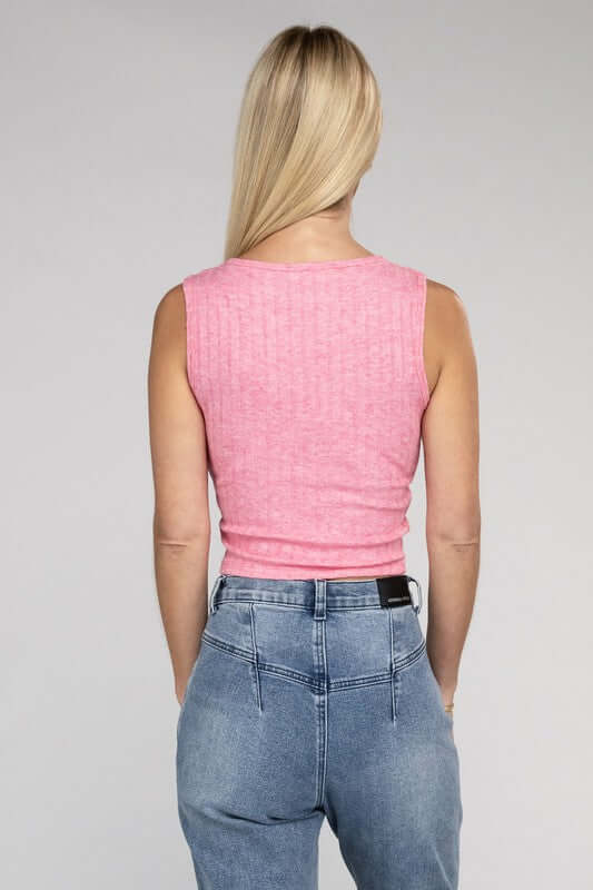 Ribbed Scoop Neck Cropped Sleeveless Top, ZENANA, $ 15.95