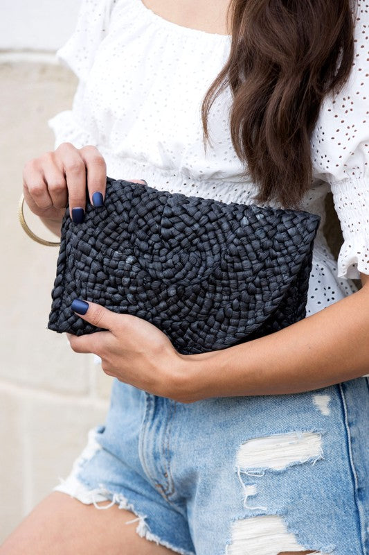 Shop Summer Fold Over Straw Clutch | USA Boutique Handbags & Clothing, Clutches, USA Boutique
