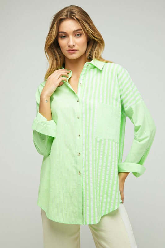 Stripe Button Down Long Sleeve Shirt, Davi & Dani, $ 55.00