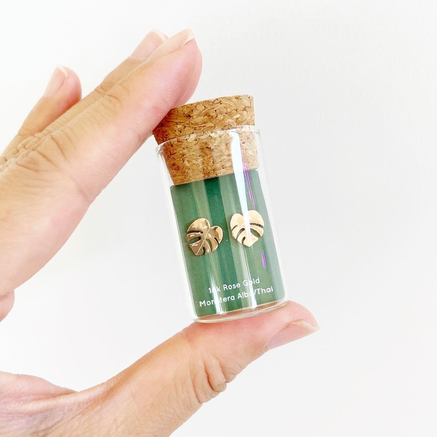 Monstera Albo/Thai Metal Stud Earrings - Hypoallergenic Plant Studs