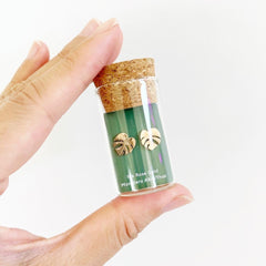 Monstera Albo/Thai Metal Stud Earrings - Hypoallergenic Plant Studs