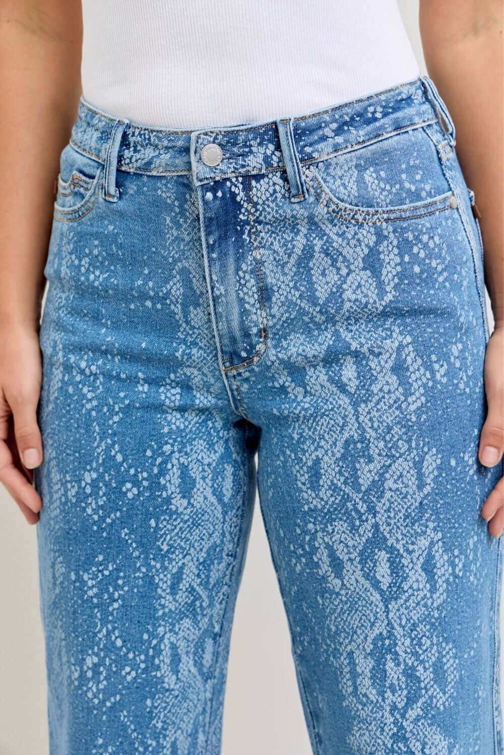 Judy Blue High Rise Ankle Wide Leg Jeans | Print Denim, Jeans, $ 79.00, A Moment Of Now™