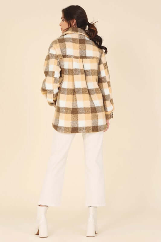 Plaid sherpa jacket with pockets, Lilou, $ 69.00