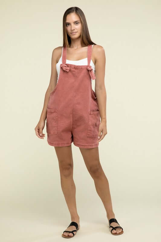 Washed Knot Strap Romper, ZENANA, $ 55.00