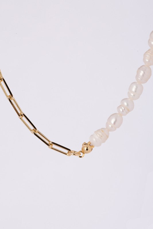 Shop Womens Natural Pearl Gold Tone Chain Bracelet and Necklace Jewelry Set, jewelry Sets, USA Boutique