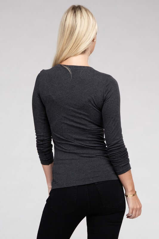 Essential V-Neck Long Sleeve T-Shirt, Ambiance Apparel, $ 25.00