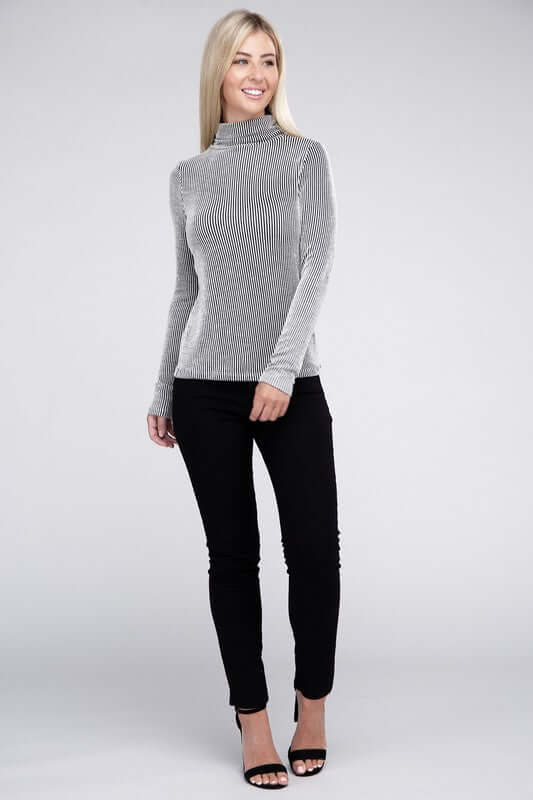 Ribbed Turtle Neck Long Sleeve Top, ZENANA, $ 25.00