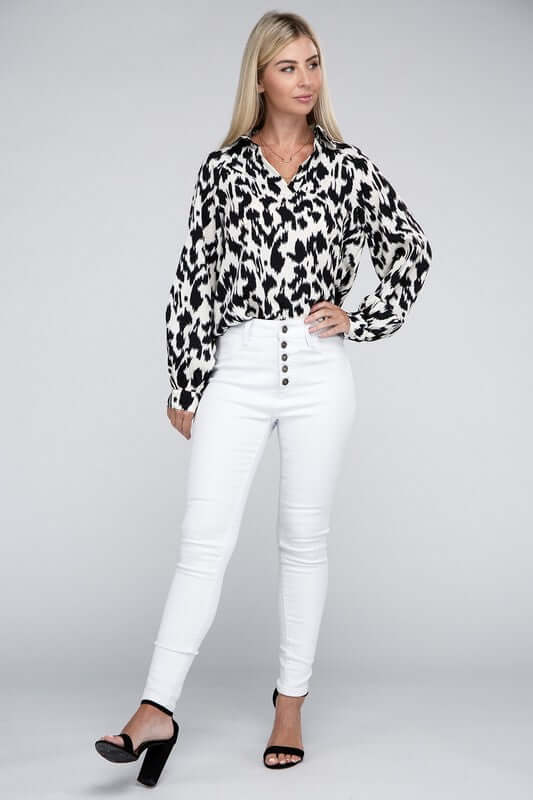 Allover Animal Print Collared Shirt, Nuvi Apparel, $ 35.95