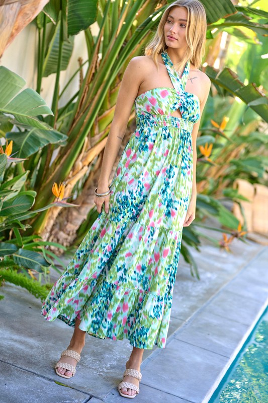 Shop Women's Floral Printed Smocked Ruffle Maxi Dress | Fashion Boutique, Dresses, USA Boutique