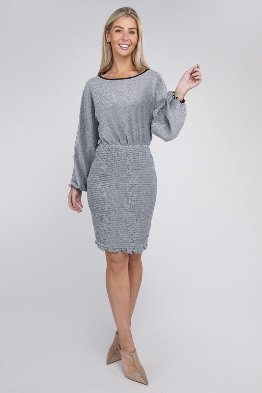 Shop Silver Bishop Sleeve Metallic Dress | Women's Boutique Clothing USA, Dresses, USA Boutique