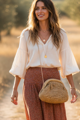 Woven Raffia Frame Shoulder Bag