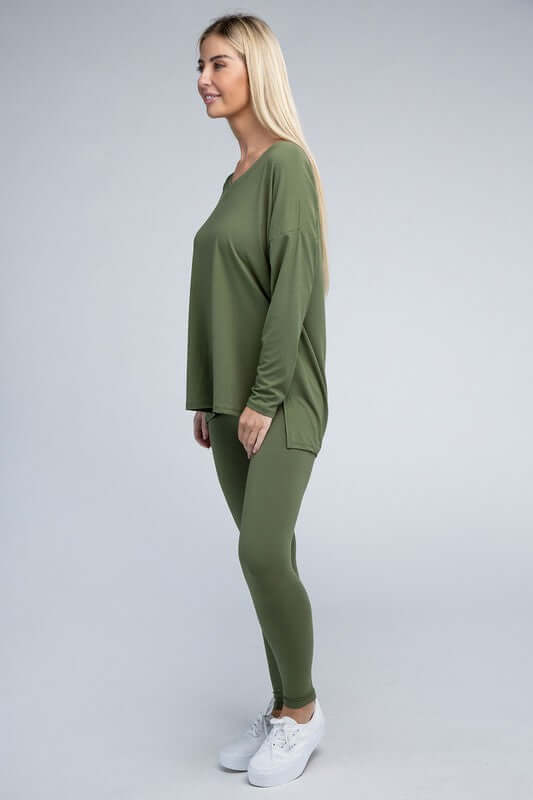 Brushed DTY Microfiber Loungewear Set, ZENANA, $ 36.95