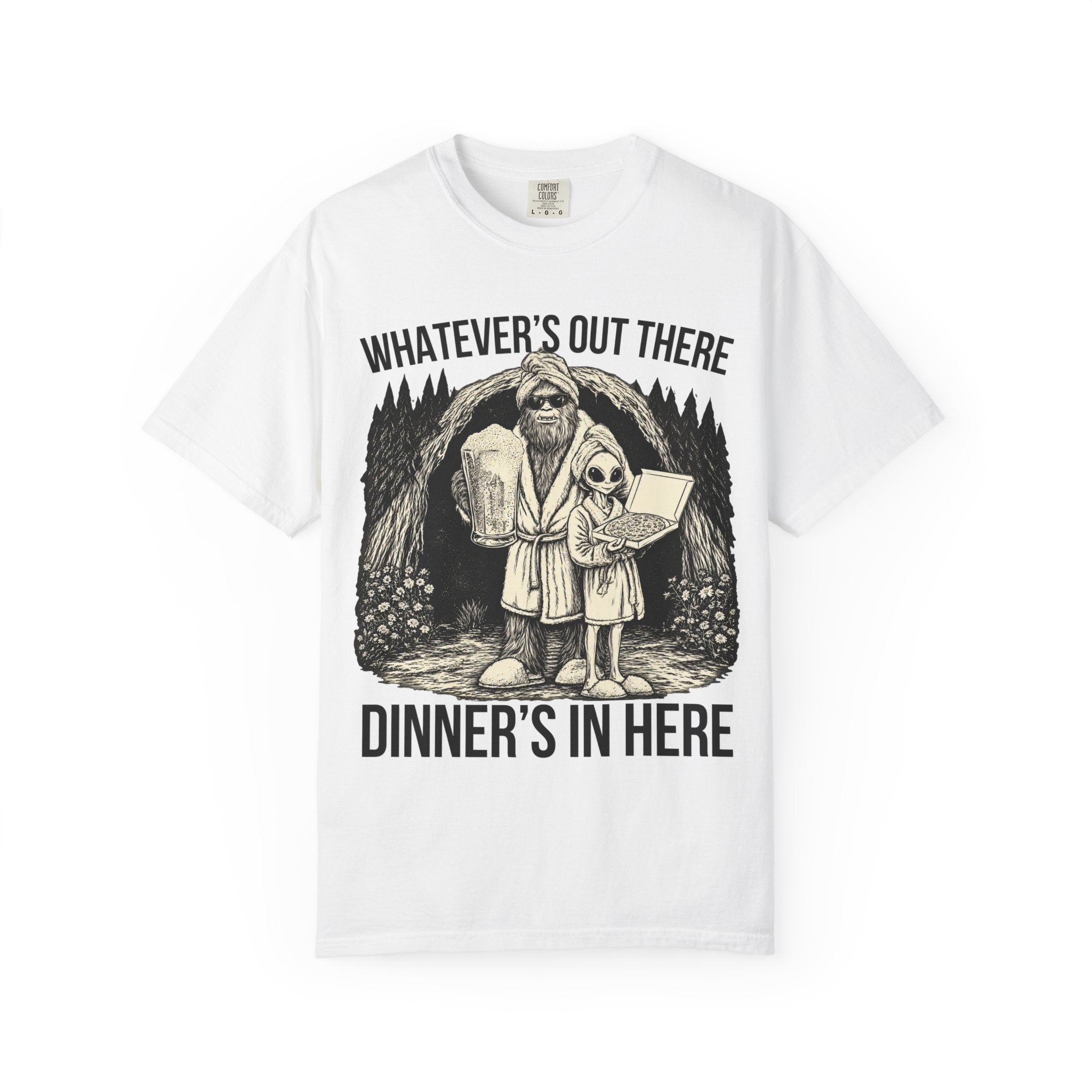Bigfoot & Alien Pizza Night T-Shirt – Dinner's In Here