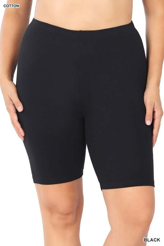 Plus Premium Cotton Biker Shorts, ZENANA, $ 25.00