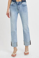 RISEN High Rise Straight Cuffed Relaxed Jeans, , $ 65.00, A Moment Of Now™