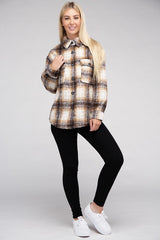 Shop Women's Cozy Plaid Flannel Shacket Jacket | Boutique Clothing, Shackets, USA Boutique