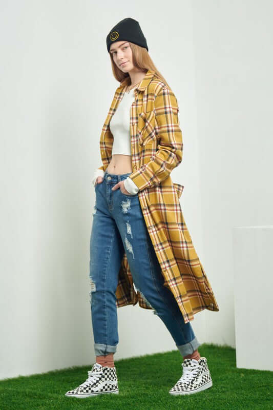 Plaid Print Collar Long Shirt Dress - Bold & Stylish, Dresses, $ 86.95, A Moment Of Now™