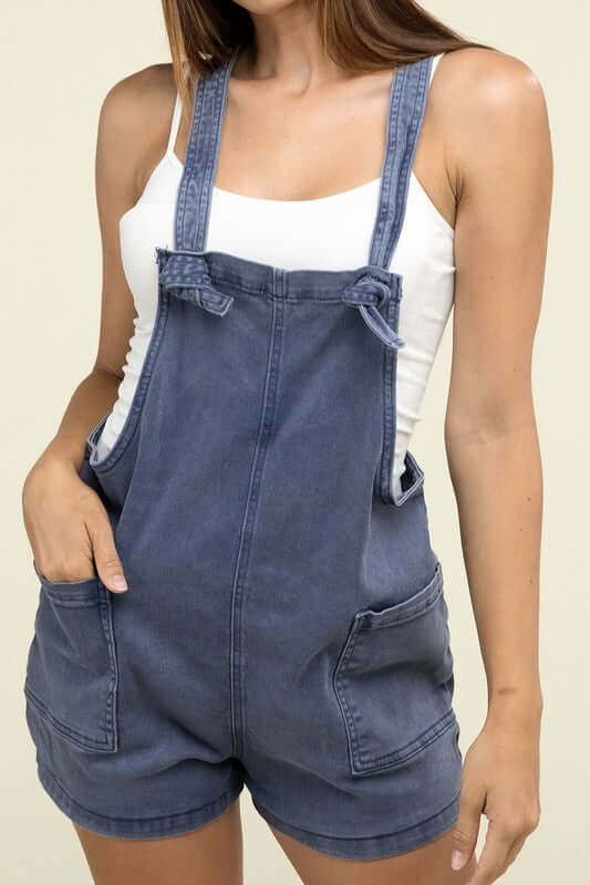 Washed Knot Strap Romper, ZENANA, $ 55.00