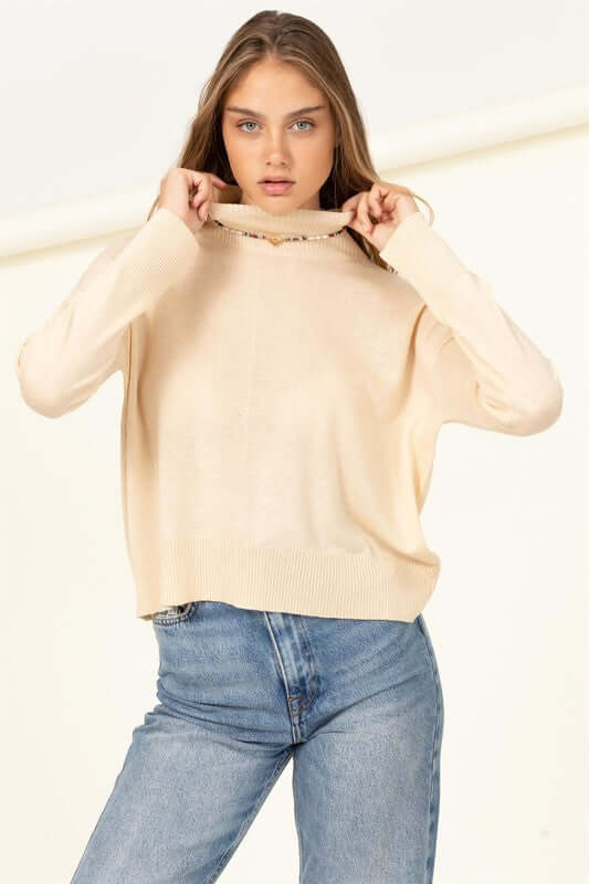 Warm Personality High-Neckline Sweater, HYFVE, $ 45.00