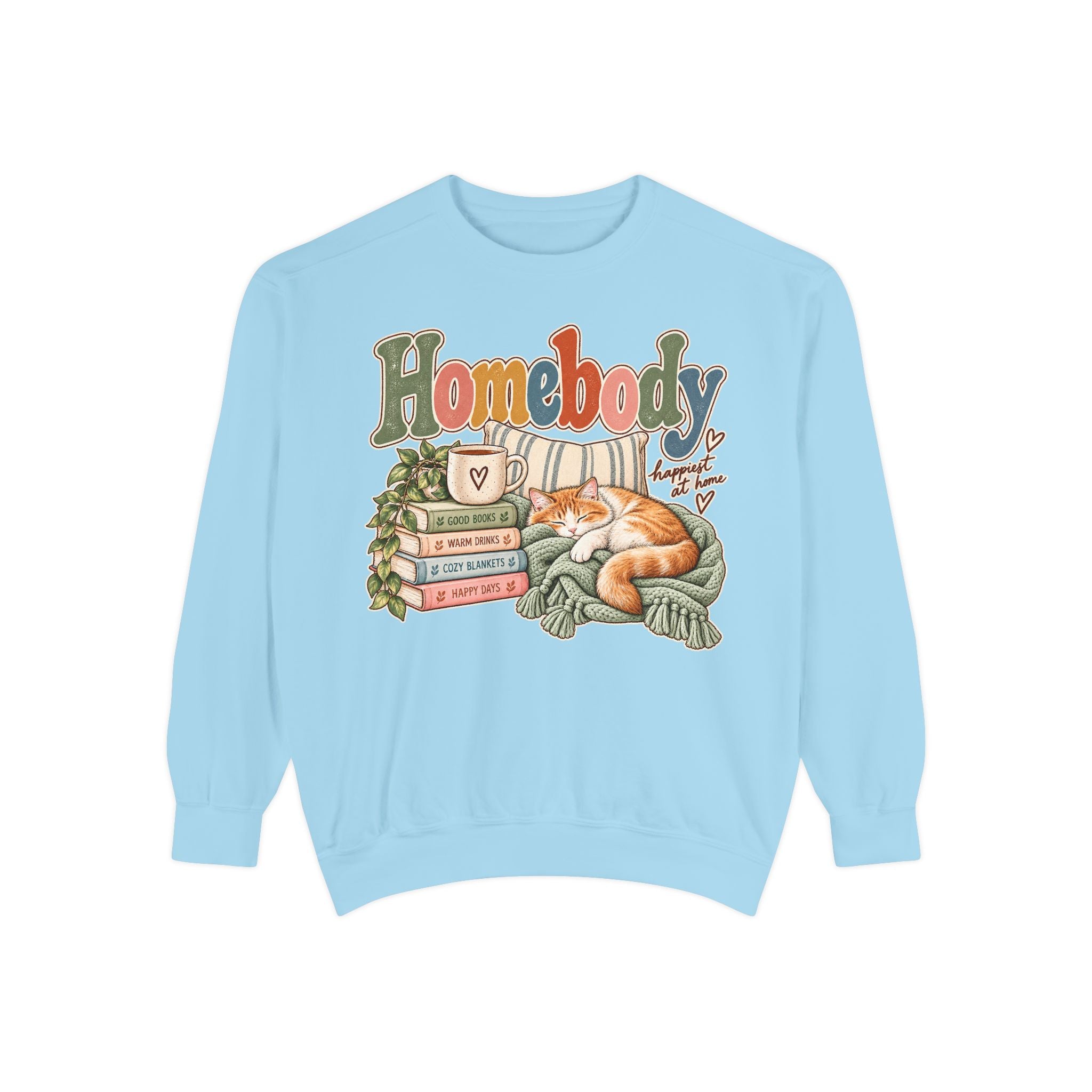 Homebody Sweatshirt — Cozy Cat & Bookstack Crewneck - sweatshirt product image 11