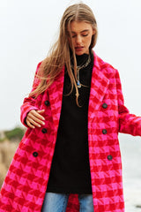 Shop Plaid Knit Tweed Double Button Mid-Length Coat Jacket For Women, Coats, USA Boutique