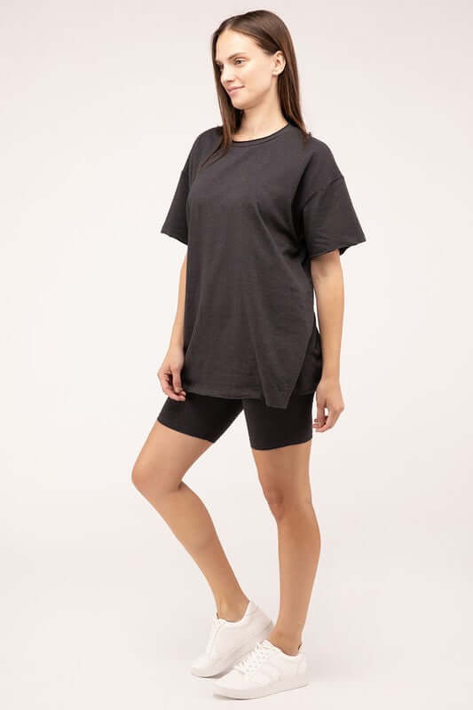 Cotton Round Neck Top & Biker Shorts Set, ZENANA, $ 35.95