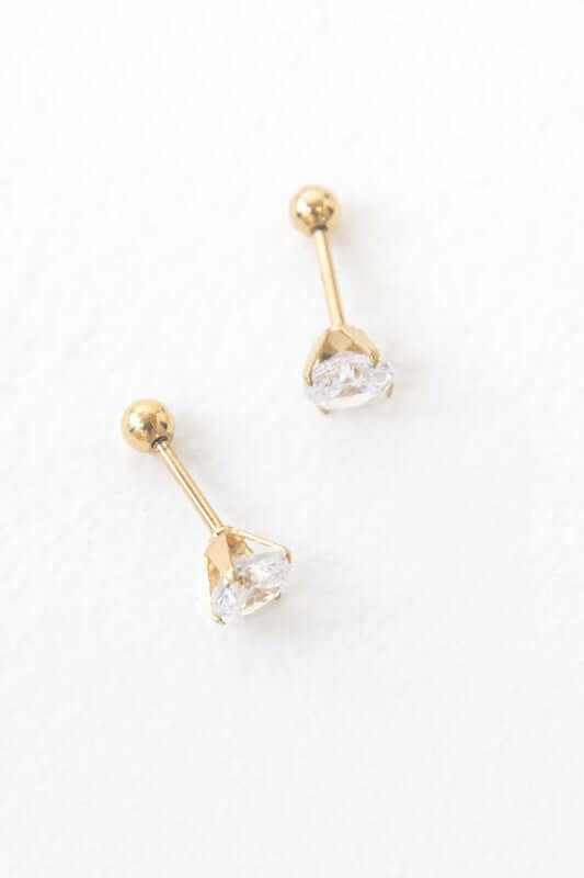 Classic 14K Gold Plated Stone Stud Earrings, Earrings, $ 18.00, A Moment Of Now™