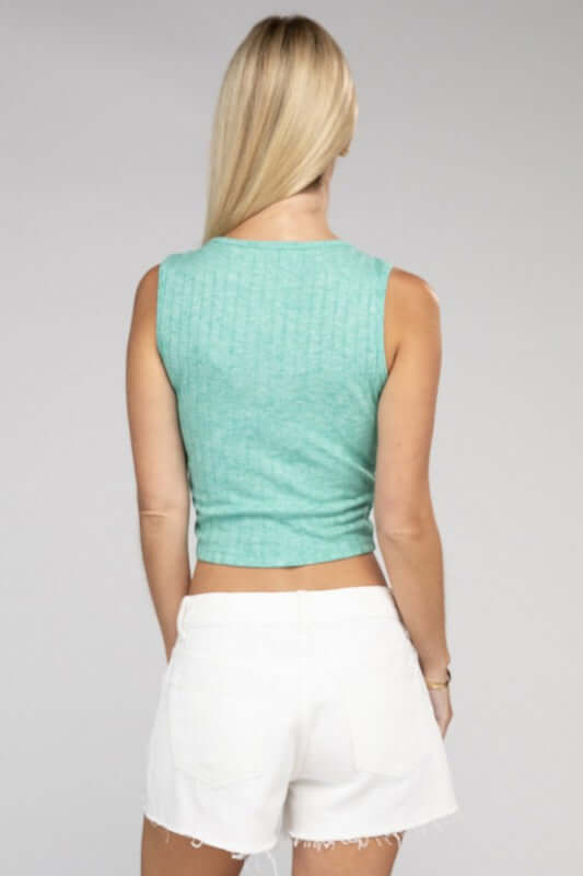 Ribbed Scoop Neck Cropped Sleeveless Top, ZENANA, $ 15.95