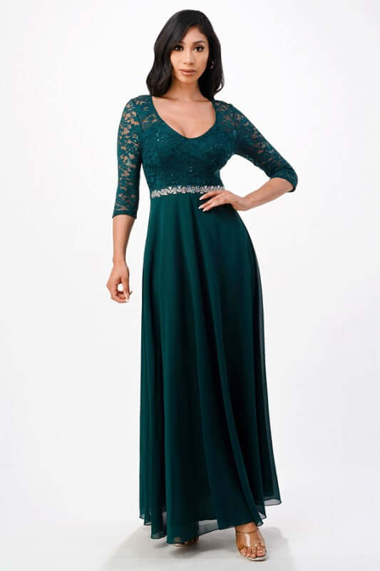 Plus Size Rhinestones Waist Decor A-line Dress, Dresses, $ 120.00, A Moment Of Now™