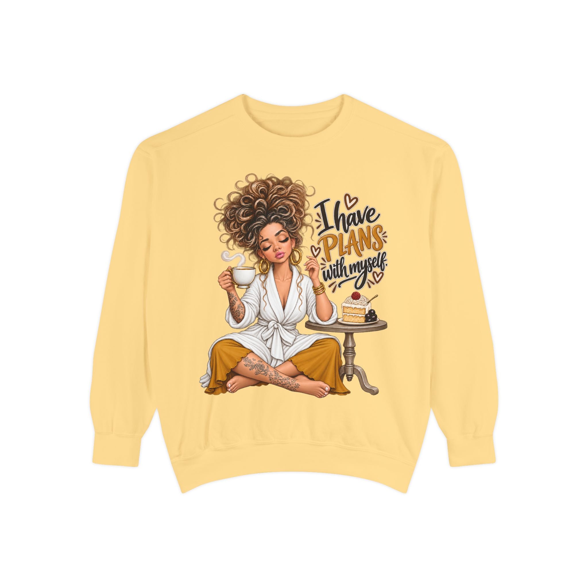 I Have Plans With Myself Sweatshirt — Cozy Self-Care Relaxation Crewneck - sweatshirt product image 3