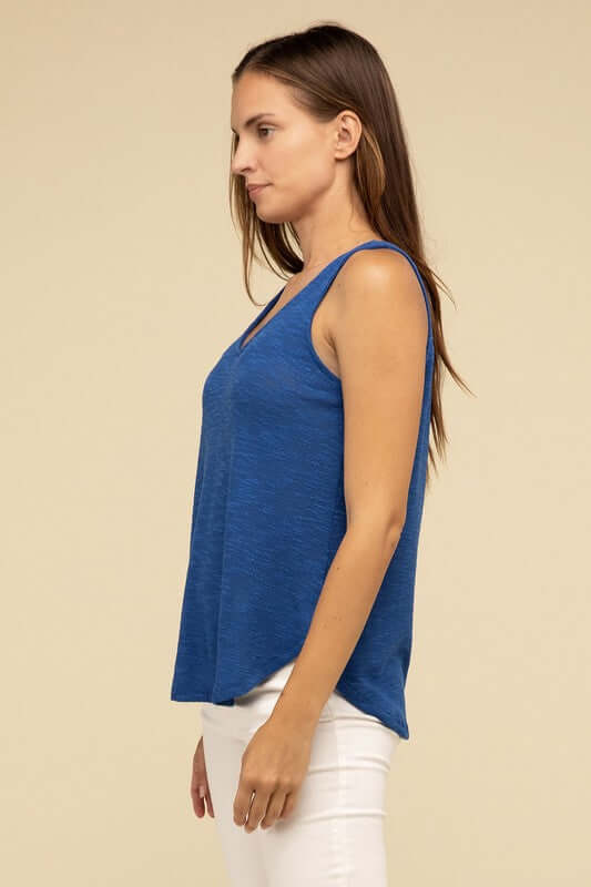 Solid V Neck Sleeveless Cami Tank Top, ZENANA, $ 19.95