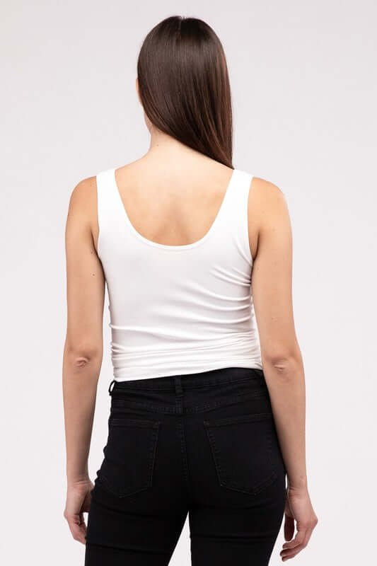 Front & Back 2-Way V-Neck Seamless Tank, ZENANA, $ 17.95