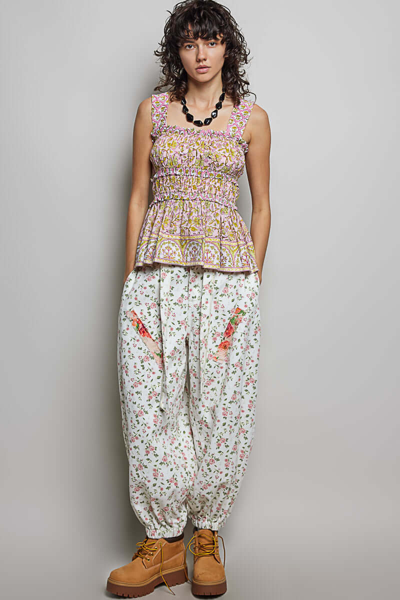 Pink Smocked Square Neck Peplum Tank with Ruffle Trim | POL Fashion, Tank Tops, $ 69.00, A Moment Of Now™