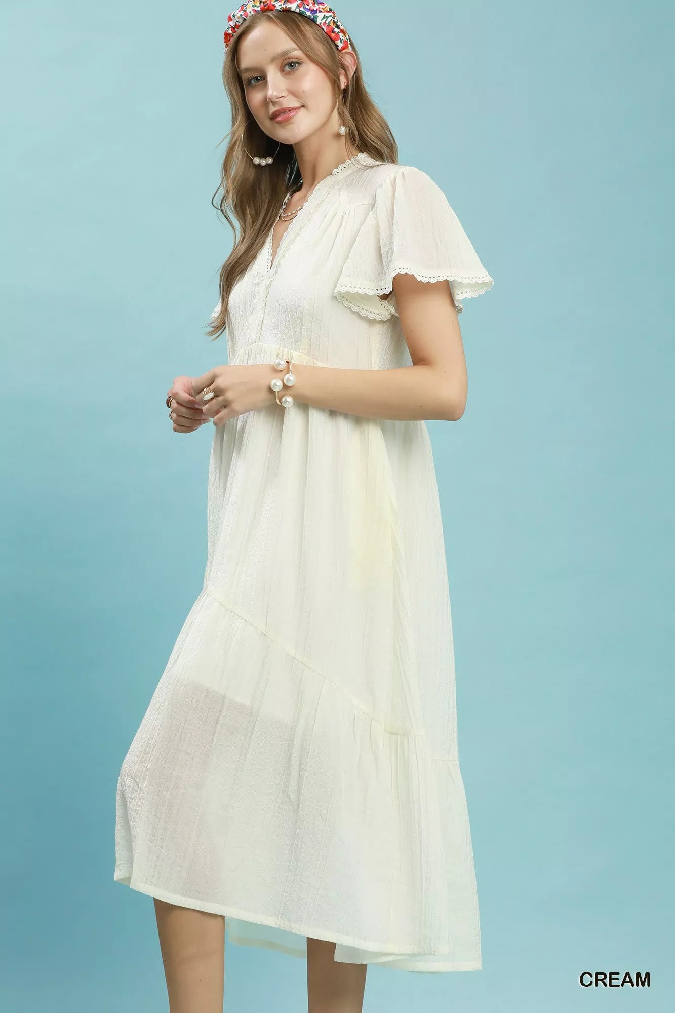 Umgee Textured Tiered Midi Dress with Side Pockets | Boutique In USA, Dresses, $ 69.00, A Moment Of Now™