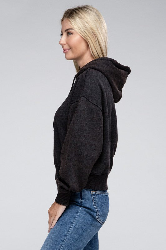 Acid Wash Fleece Hoodie, ZENANA, A Moment Of Now