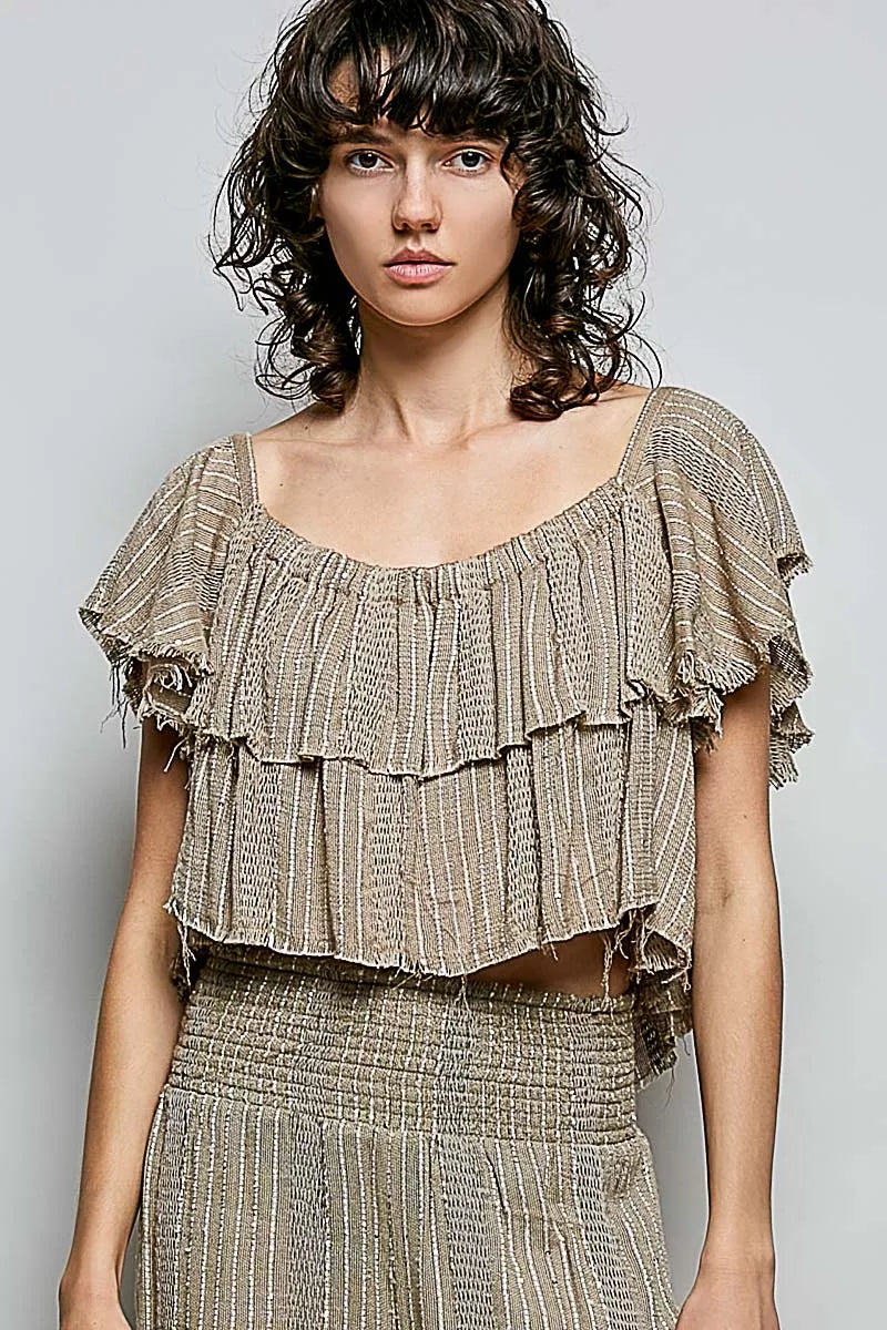 POL Off-Shoulder Ruffle Crop Top, Tops, $ 49.00, A Moment Of Now™