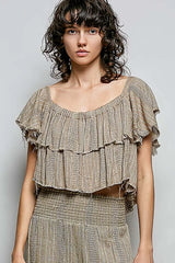 POL Off-Shoulder Ruffle Crop Top, Tops, $ 49.00, A Moment Of Now™