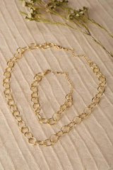 Women's Simple Chain Bracelet and Necklace Set in Gold Fashion Jewelry, Lilou, $ 25.95