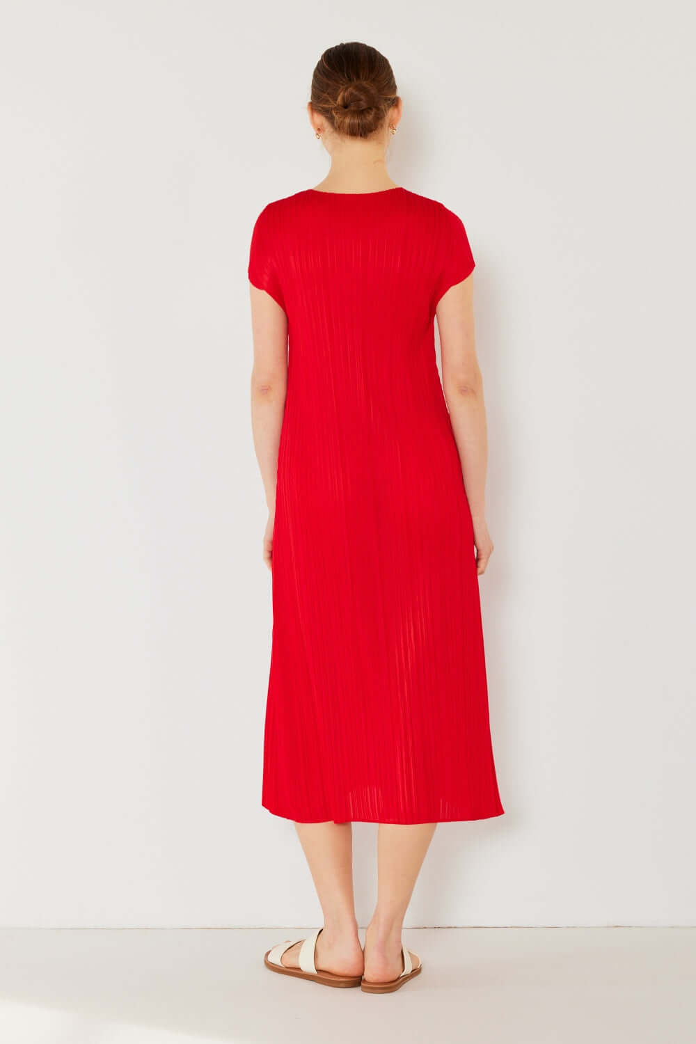 Solid Pleated Cap Sleeve A-Line Dress, Marina West Swim, $ 63.00