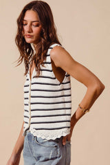 SO ME Buttoned Front Stripe Texture Knitted Sweater Vest, , $ 52.00, A Moment Of Now™