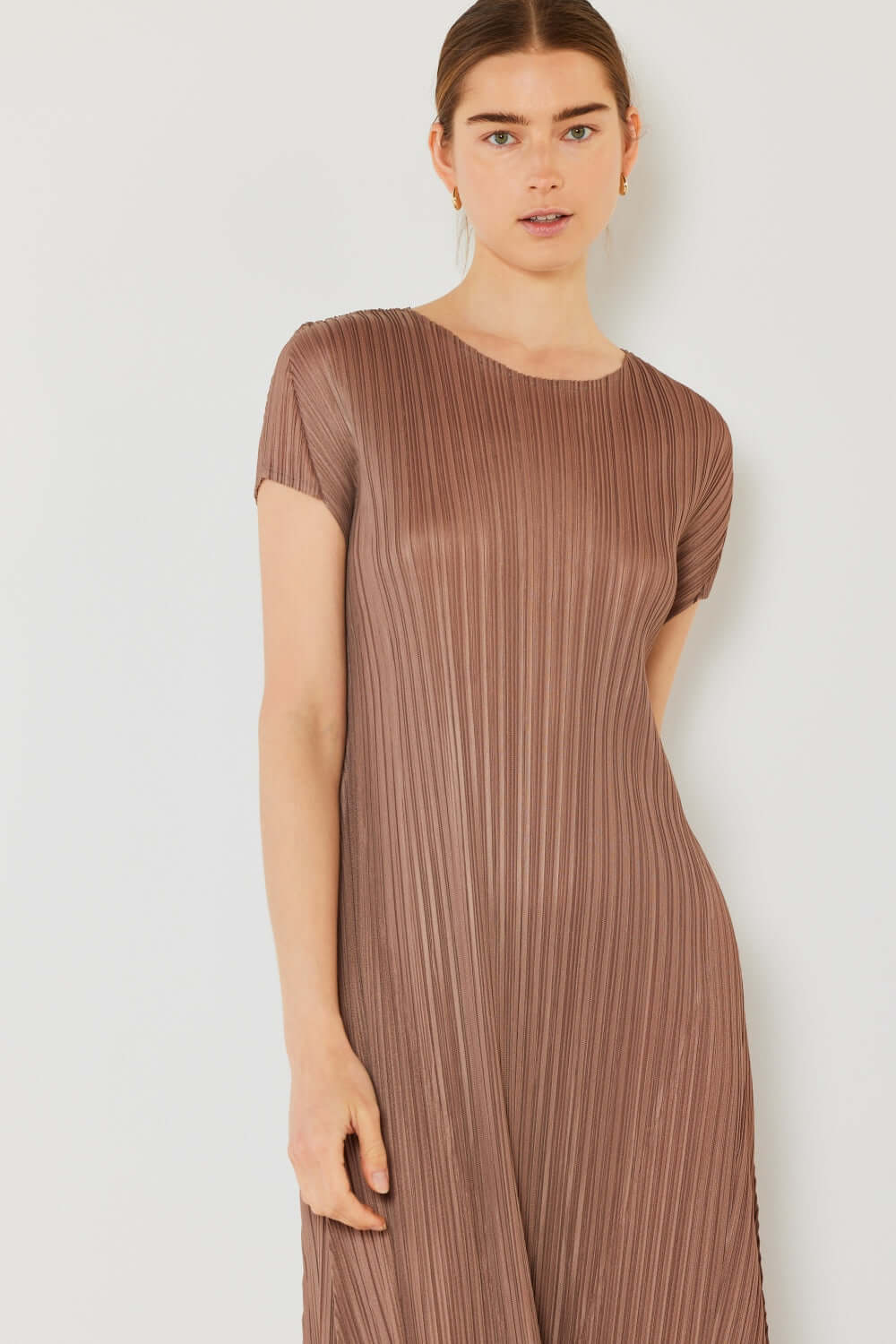 Solid Pleated Cap Sleeve A-Line Dress, Marina West Swim, $ 63.00