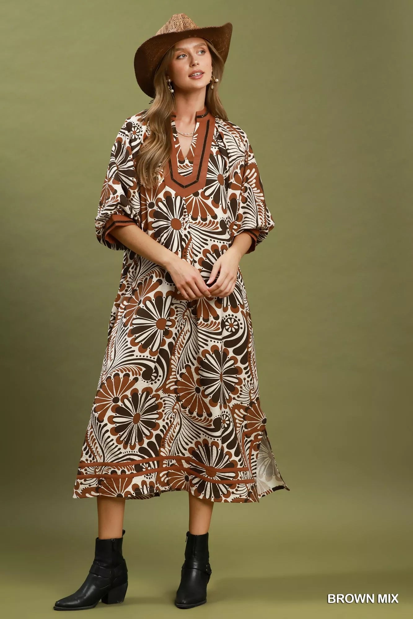 Abstract Print Midi Dress | Boutique In USA, Dresses, $ 69.00, A Moment Of Now™