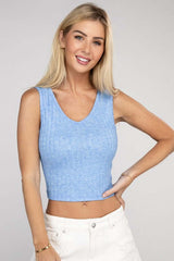 Ribbed Scoop Neck Cropped Sleeveless Top, ZENANA, $ 15.95