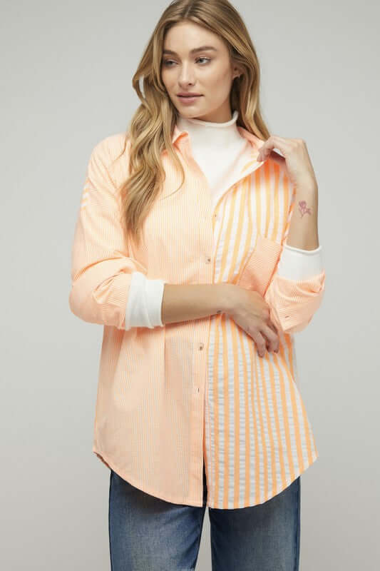 Stripe Button Down Long Sleeve Shirt, Davi & Dani, $ 55.00