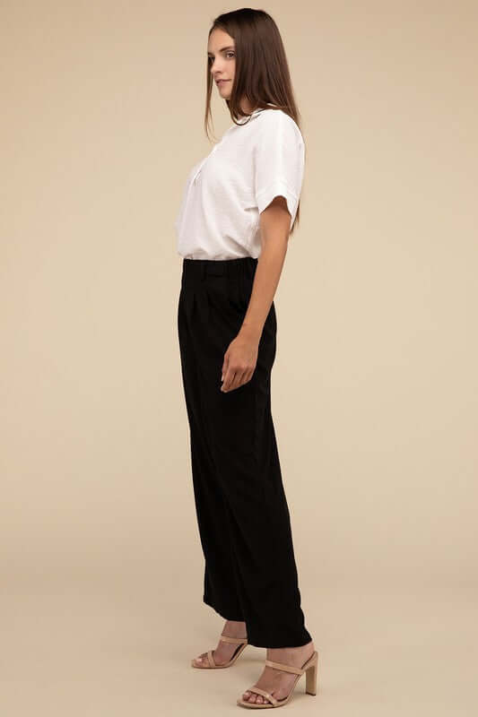 Waffle Elastic Waistband Trouser Pants, Lilou, $ 26.95