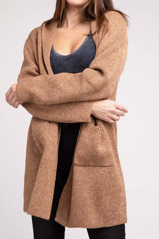 Hooded Open Front Sweater Cardigan, ZENANA, $ 50.95