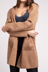 Hooded Open Front Sweater Cardigan, ZENANA, $ 50.95