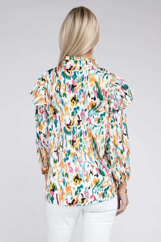 Multicolor Print Ruffle Blouse, Nuvi Apparel, $ 45.95