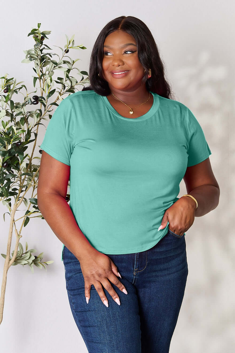Solid Casual Round Neck Short Sleeve T-Shirt - Trendy Comfort, T-shirts, $ 19.00, A Moment Of Now™